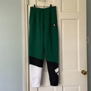 Adidas Joggers Size 14/16 Boys; Green with White and Black Color Block